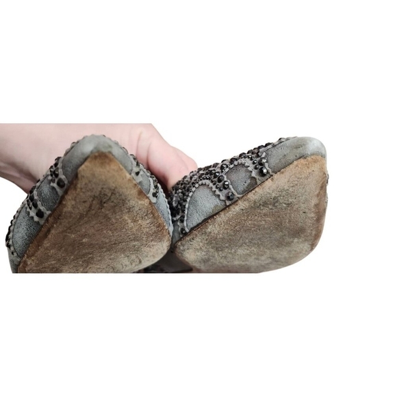 Badgley Mischka Gunmetal Gigi Crystal Platinum Pointed Toe Ballet Flats Shoes 9 - Picture 12 of 15